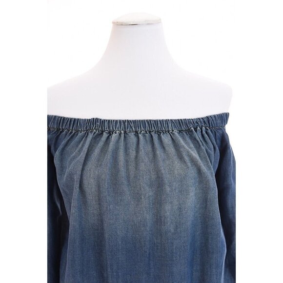 Cloth & Stone Anthropologie Sz XS Off Shoulder Chambray Denim Blouse Top Womens - Picture 4 of 10